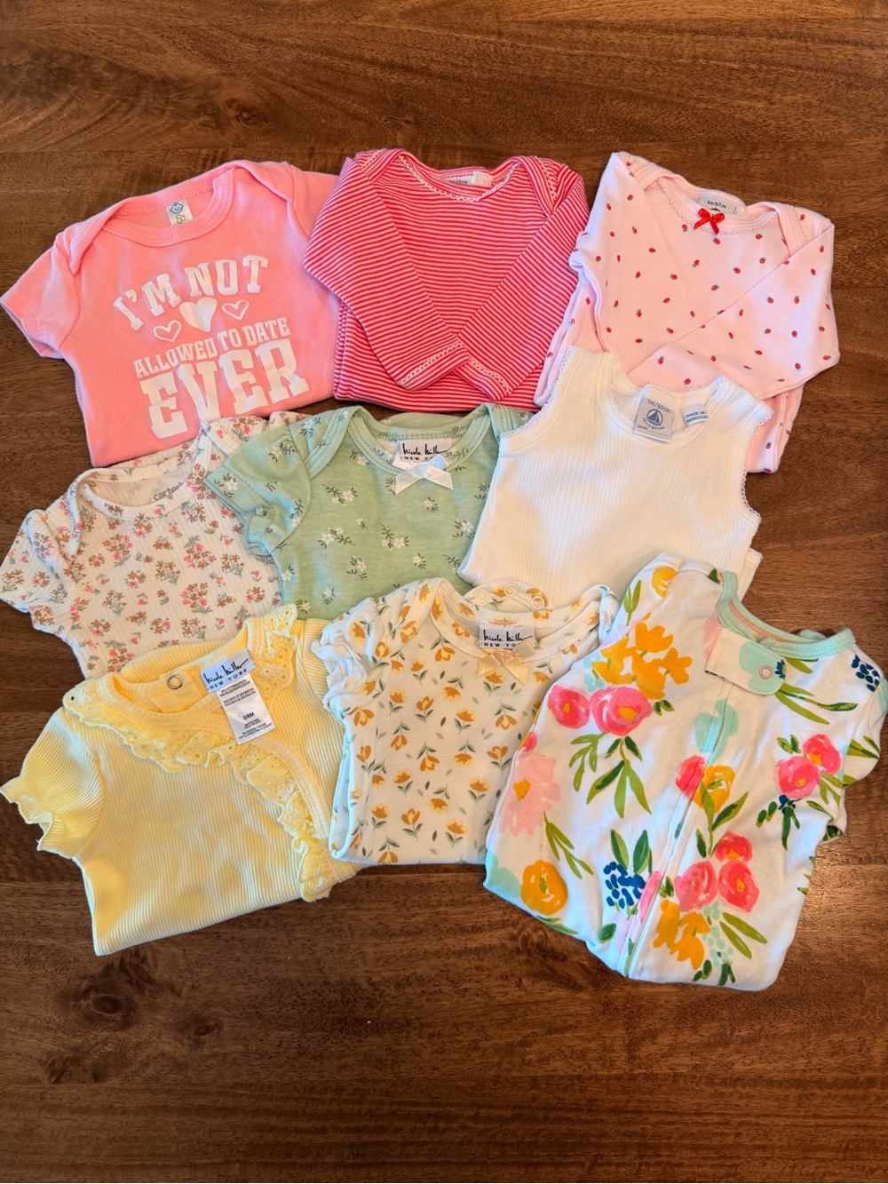 Infant - Baby Girl Mixed Onesie Bundle - Pink, White, Yellow, Green, Floral